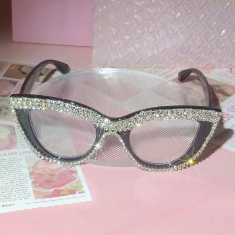 🥳HP🥳NEW Black w/Rhinestones Blue Light Glasses
